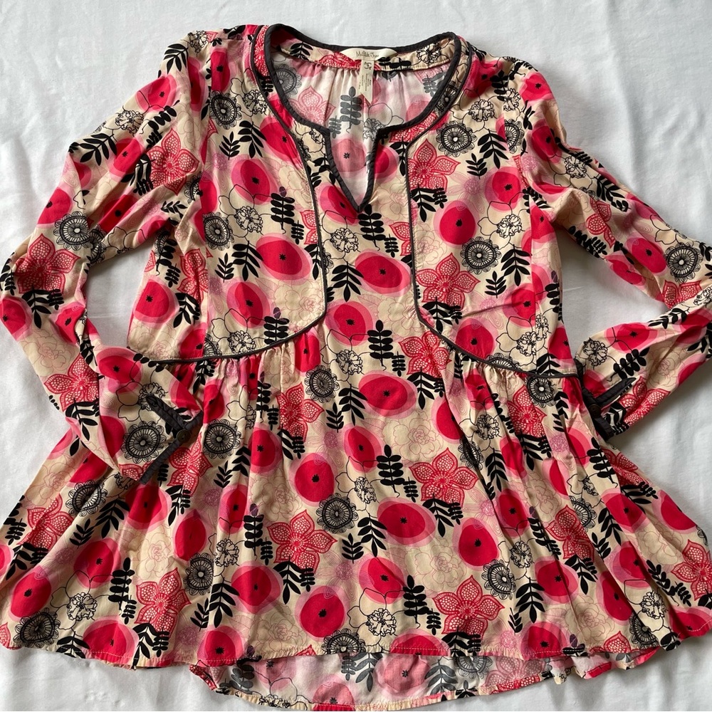 Matilda Jane Pink & Black Floral Peplum Tunic